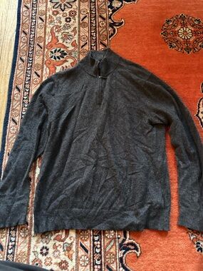 Men's Cashmere Charcoal Quarter-Zip Sweater